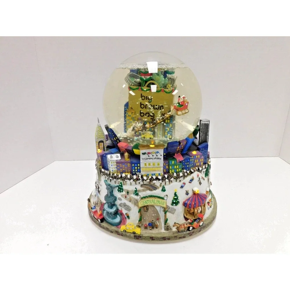 Bloomingdales Big Brown Bag New York City Snow Globe Glass Resin DW679